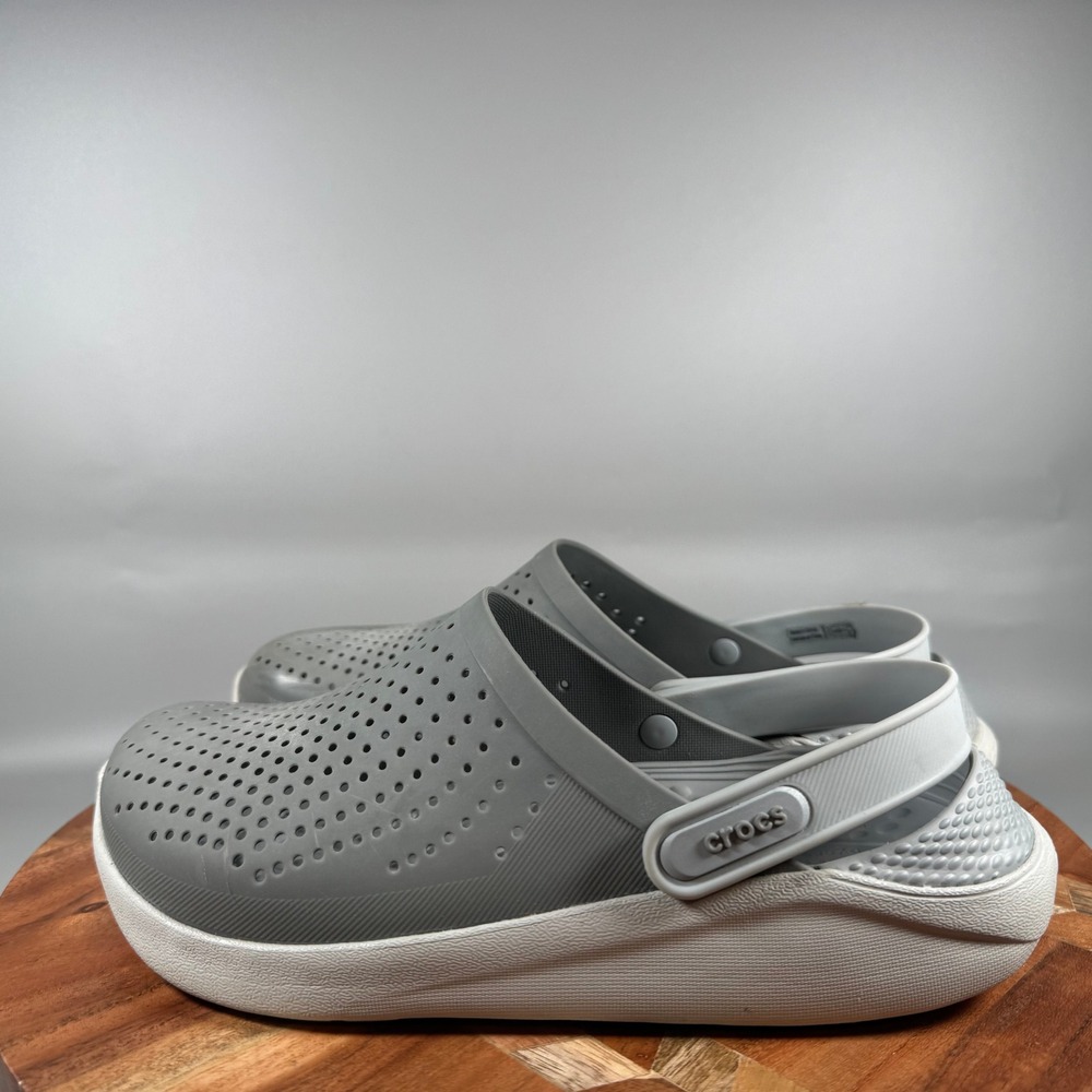 Crocs LiteRide Clog Grey White Women 9 Men 7 Comfort Slip On Shoes 204592 - Picture 3 of 7